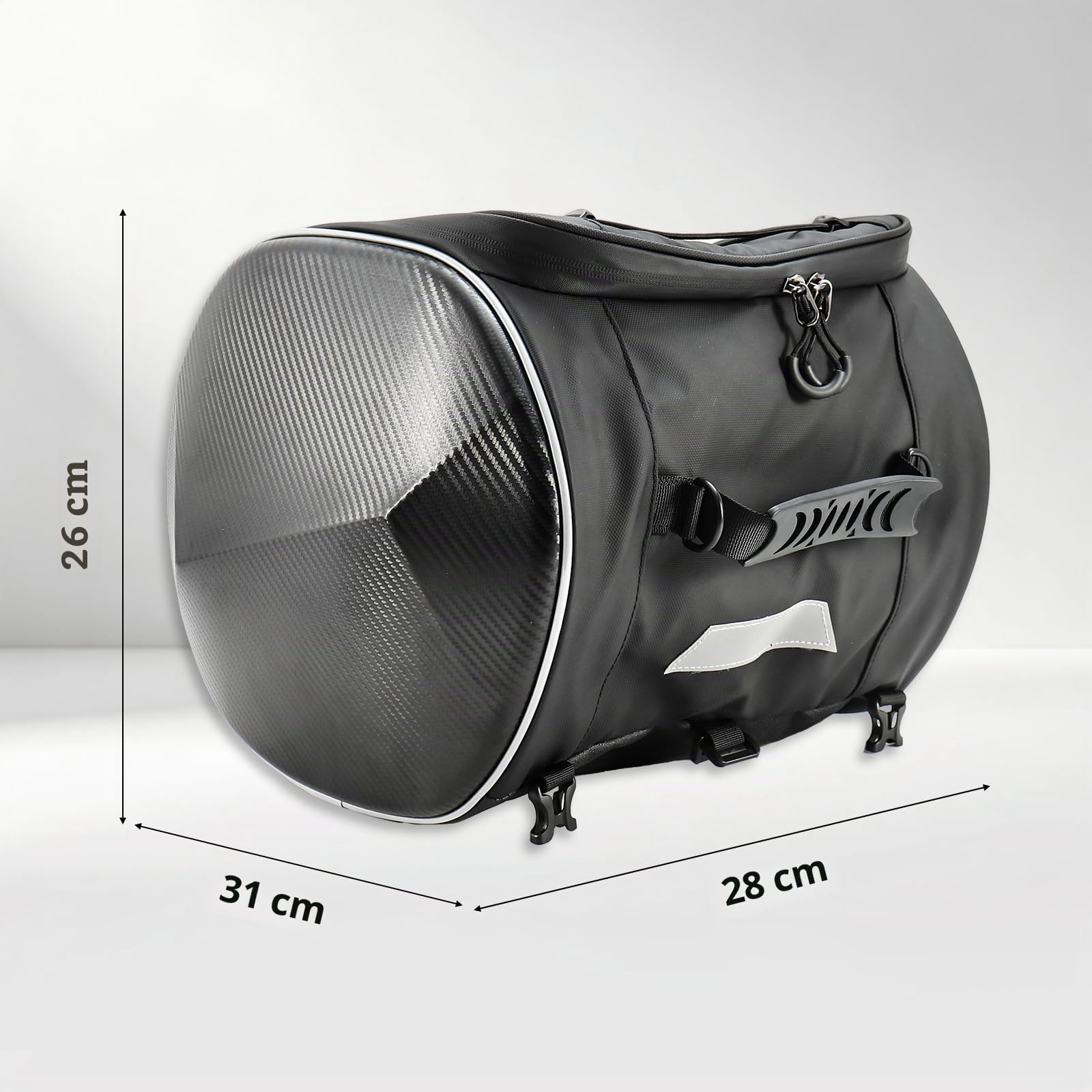 Sac de Selle de Moto, avec Grand Espace de Rangement et Bande réfléchissante, Sacoche de Selle Universelle pour Moto, Sacoche Porte-Casque, Sacoche de Tunnel pour Scooter, Noir