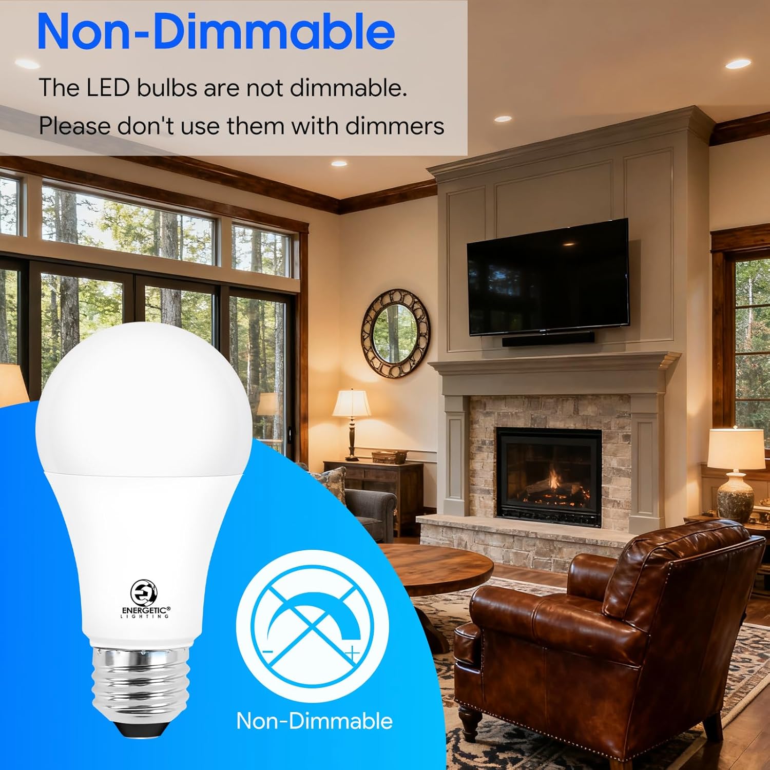 E ENERGETIC LIGHTING LED Light Bulbs 100 Watt Equivalent, Warm White 3000K, 1600LM Super Bright, Non-Dimmable A19 LED Light Bulbs, E26 Standard Base, ETL Listed, 6 Packs