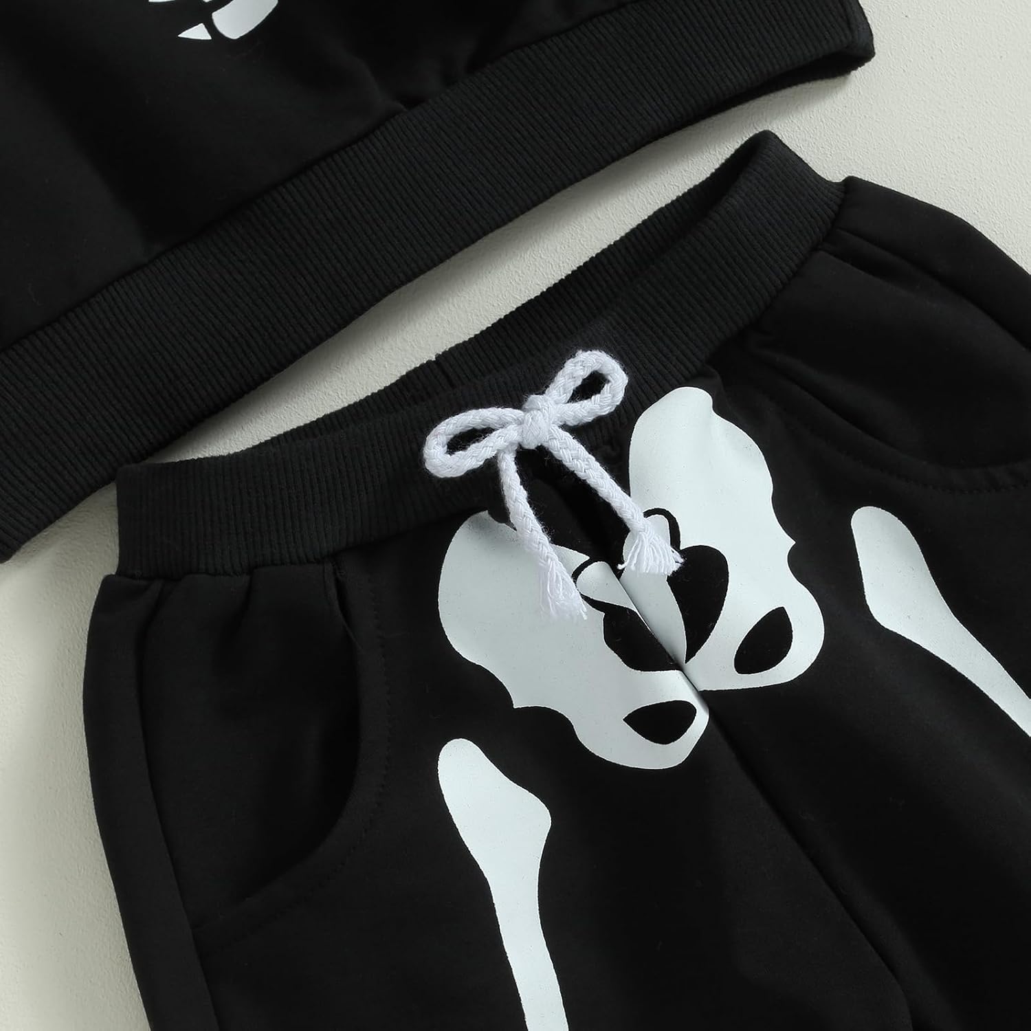 Kid Boy Girl Halloween Outfit Pumpkin/Skeleton Print Long Sleeve Hood Pullover Sweatshirt +Long Pants 2Pcs