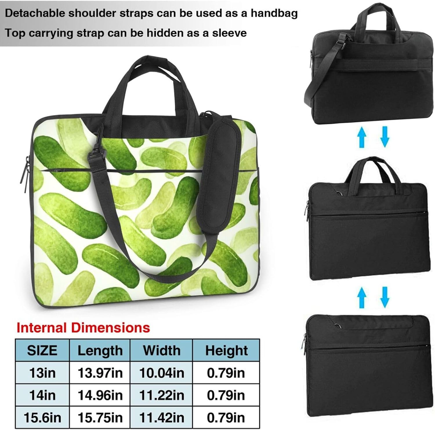 Laptop Shoulder Bag Messenger Bags Sushi Dill Pickles Laptop Bag Computer Bags for Men Women