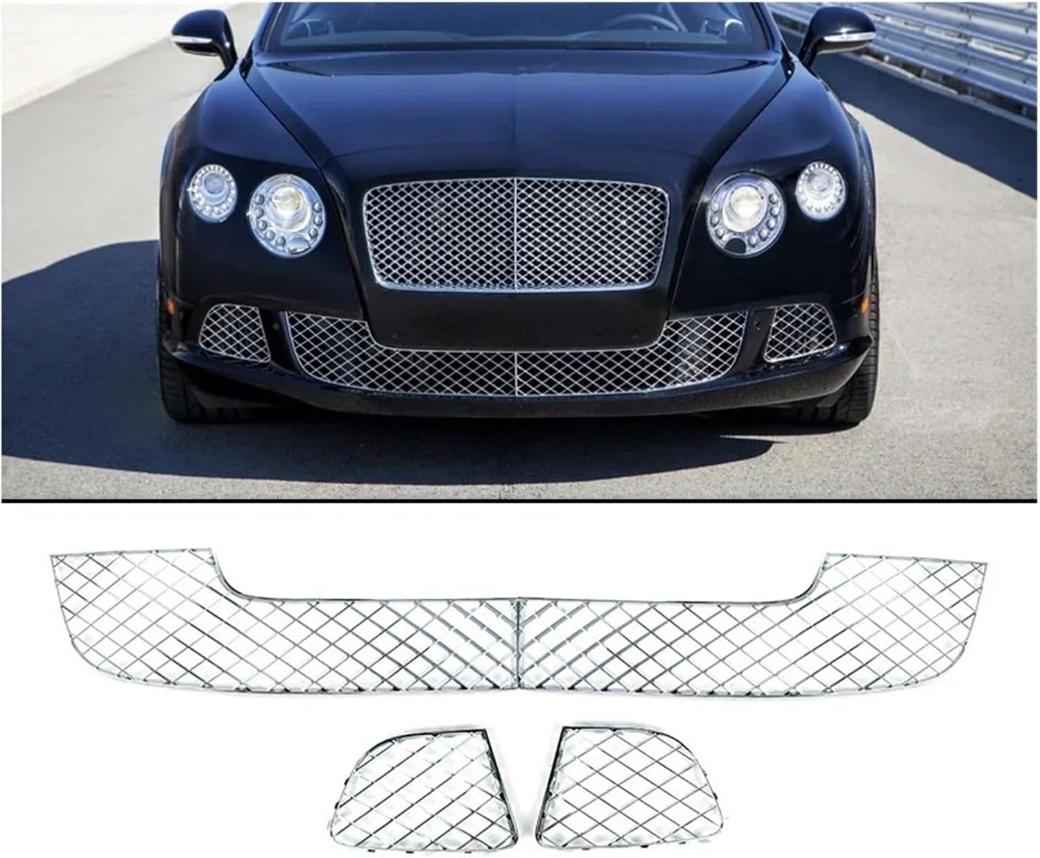 フロントバンパーグリルセット ブラック ベントレー コンチネンタル Gt Gtc W12 エンジン 2012-2016 対応