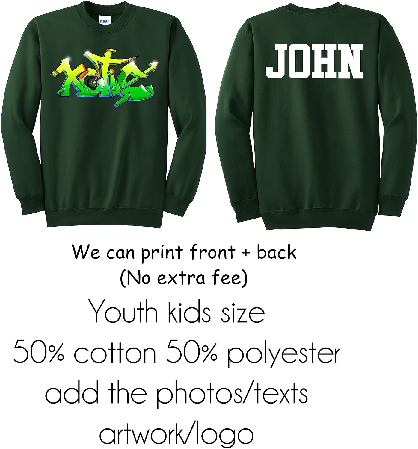 INK STITCH Youth Kids Pc90y Custom Printing Add Logo Image Core Fleece Sweatshirts