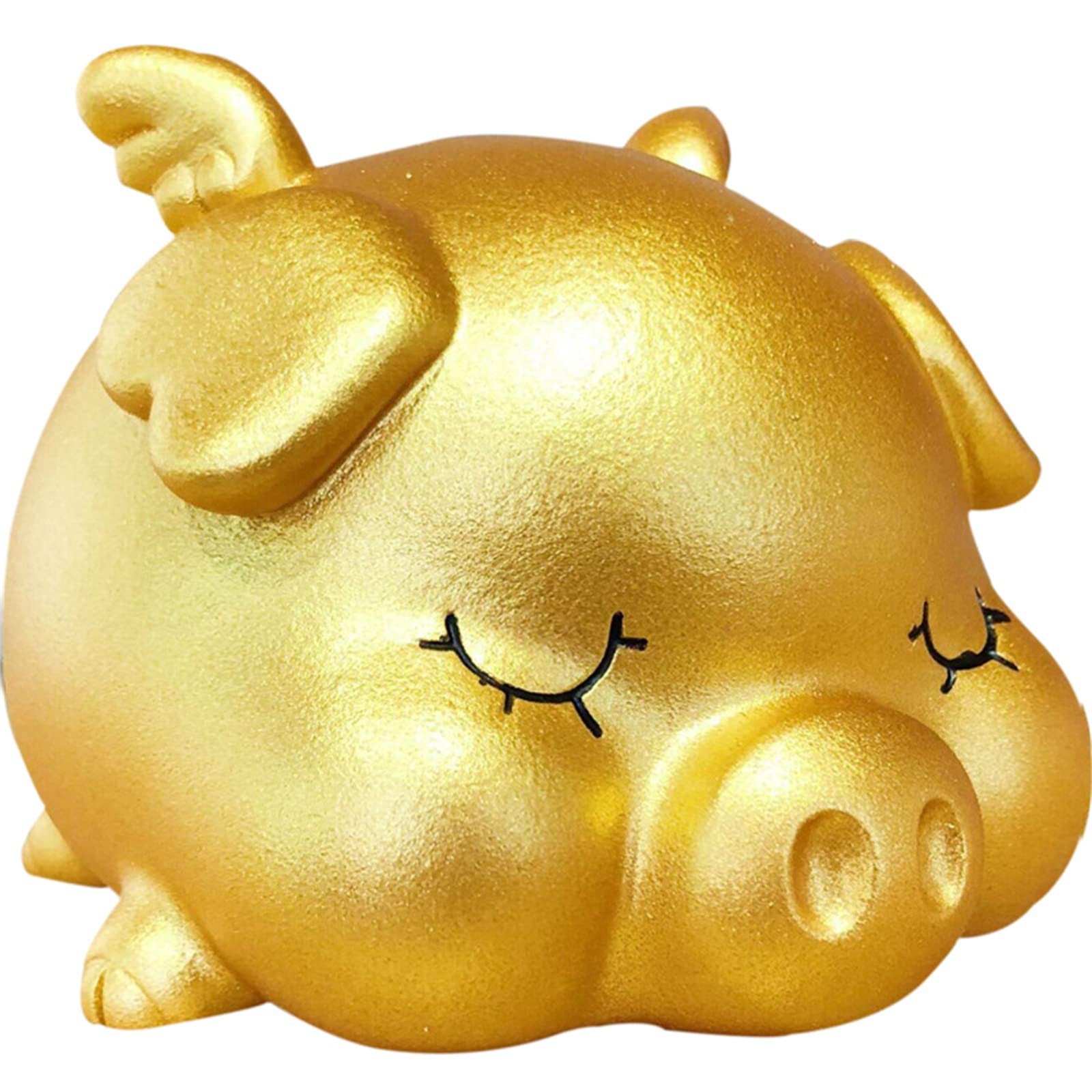Tirelire dorée cochon endormi incassable en taille moyenne pour décoration de chambre