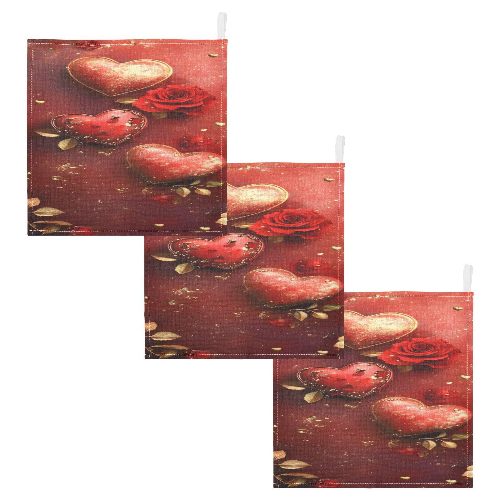 YETTASBIN Hearts with Roses Muslin Baby Hand Washcloths Soft Cotton Bath Face Towel 4 Layers Extra Absorbent Feeding