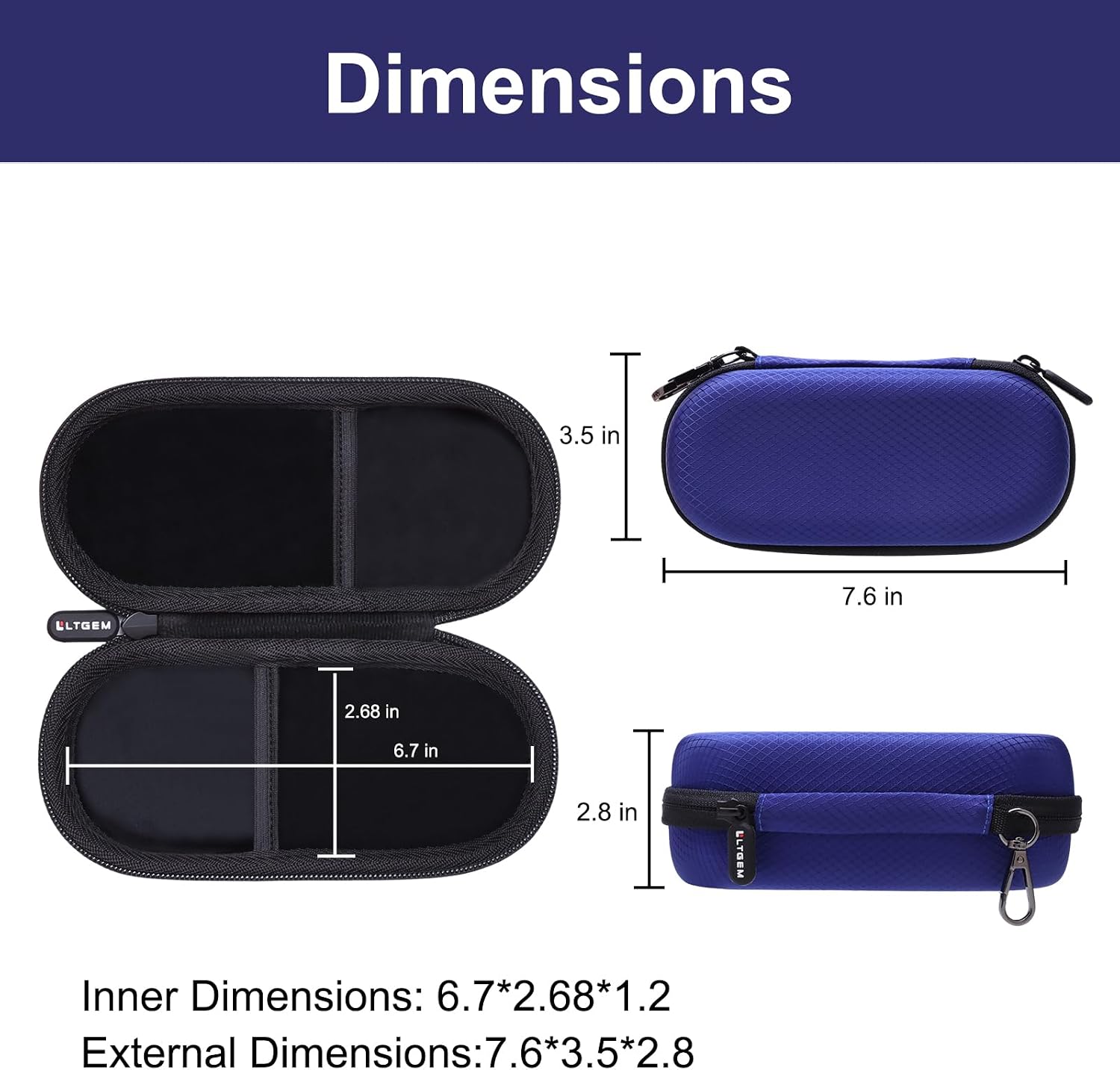 L LTGEM Hard Double Eyeglass Case, Travel Sunglasses Storage Case for Men Women,Includes Cleaning Cloth and Screwdriver