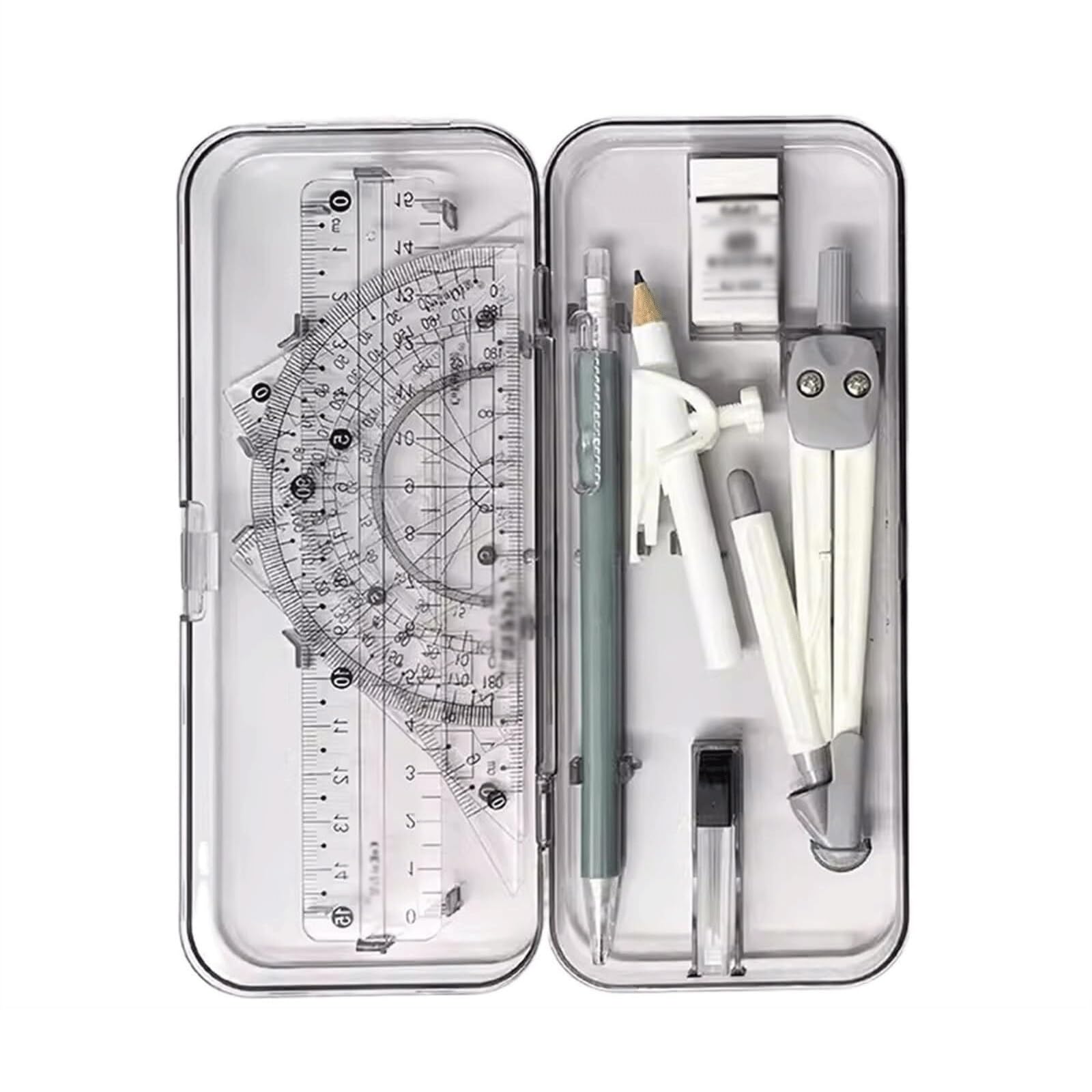 GddOGUK Compass for Geometry Portable Math Geometry Kit Metal Drafting Compass 8-Piece Student Supplies Set Compass and Ruler Tool Set