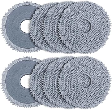 8 Pack Mop Pads for Roborock QV 35A/Qrevo S/Q Revo/Qrevo Pro/Qrevo Plus/Qrevo Master/Qrevo Slim/Qrevo Curv/Qrevo Edge/Saros 10R Robot Vacuum Cleaner, Spin Cleaning Pads Replacement Parts Accessories