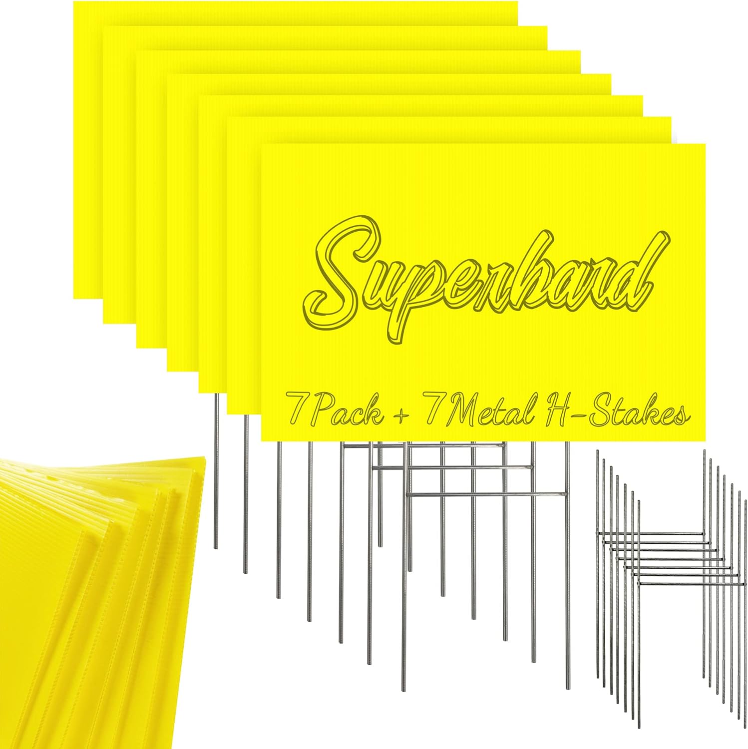 LARREEDE Blank Yard Signs with Stakes, Yellow 7 Pack12 x18 Corrugated Plastic Sheet for Yard Sale Signs,Garage Sale Signs, Blank Signs with Stakes, Superhard Sturdy : Patio, Lawn & Garden