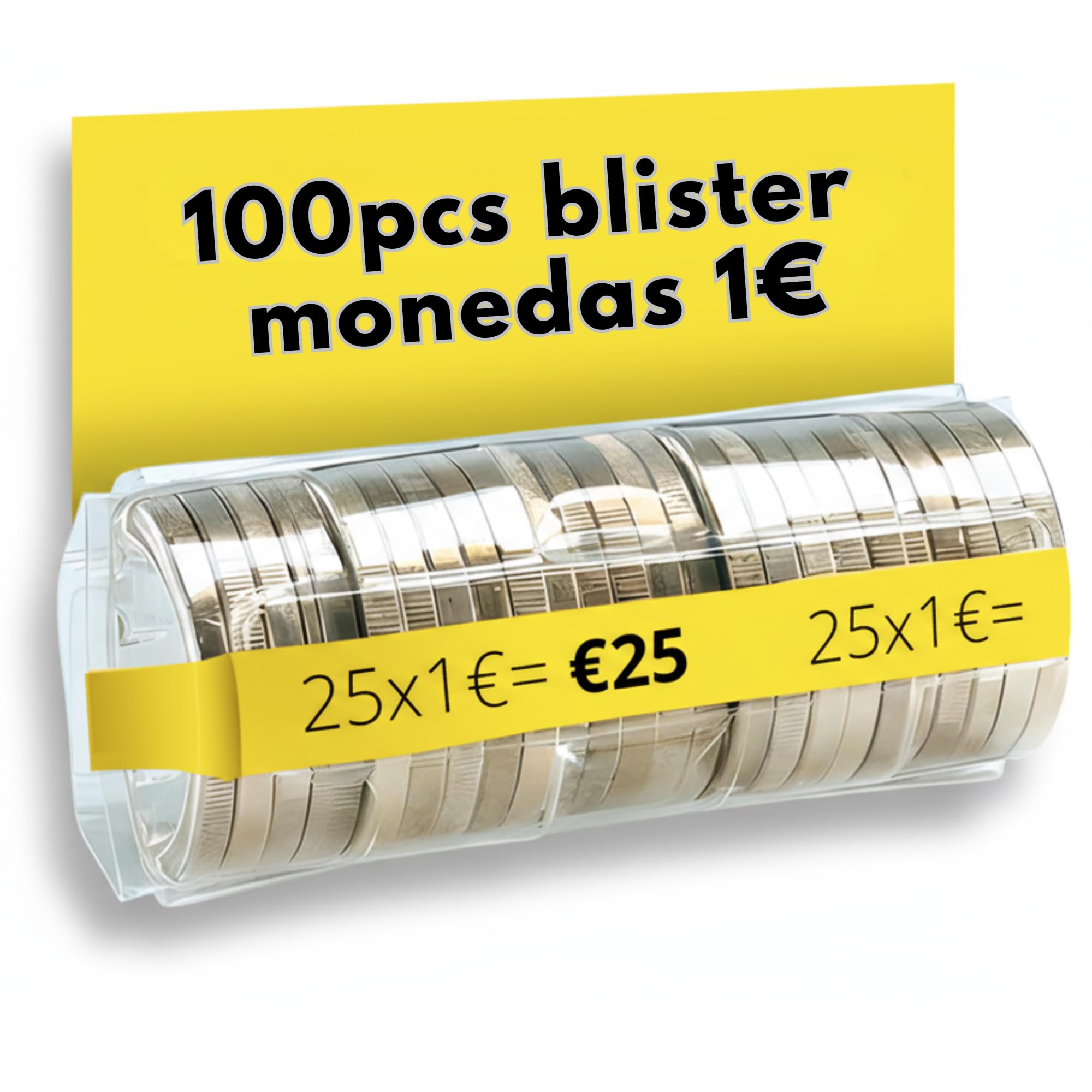 AF® - 100 Blister Monedas, Pack 100 blister monedas 1 euro | Formato Europeo, Organiza y protege tu dinero en efectivo, Organizador de monedas, Contador de monedas para 1e.