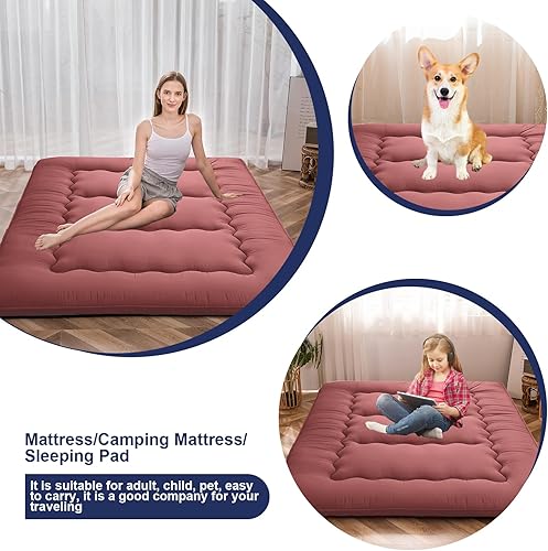 Miniatura 6 de Colchón japonés para piso, almohadilla japonesa gruesa para dormir en el piso plegable, tapete de tatami enrollable, fácil de almacenar y portátil,