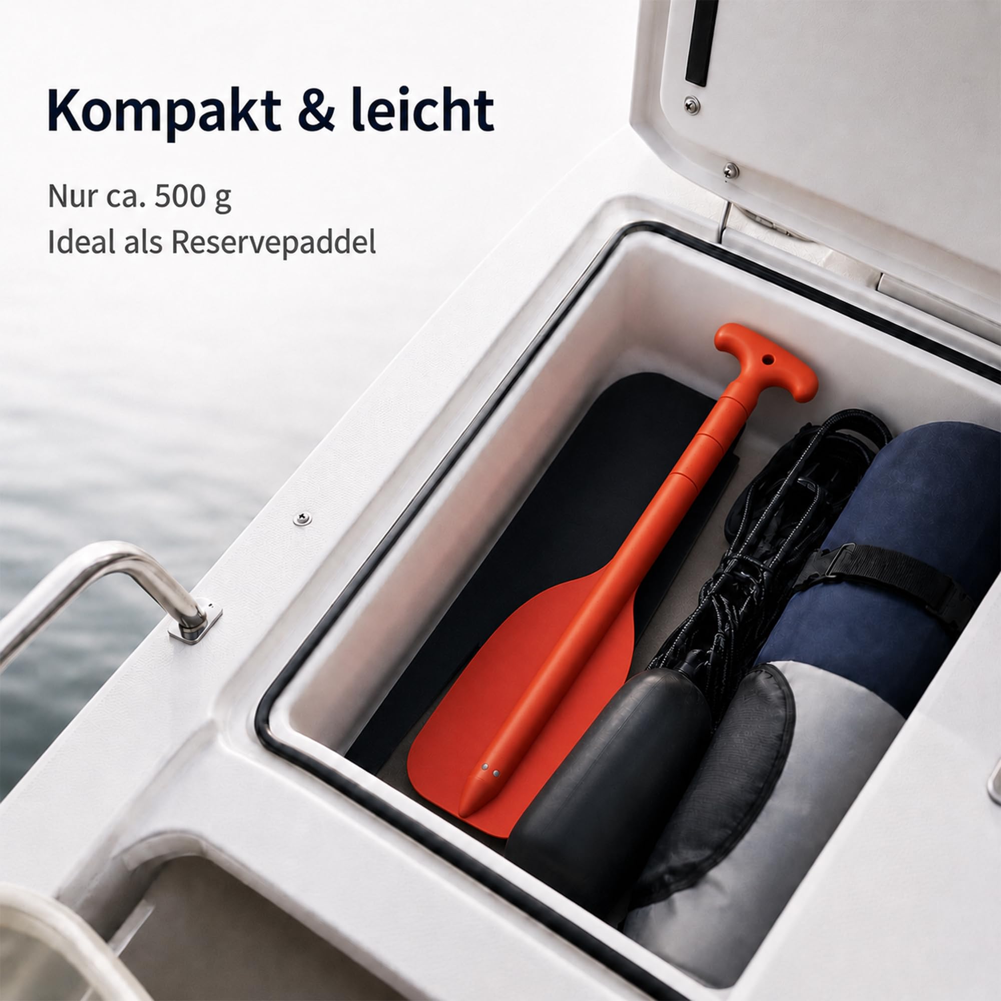 Navyline Teleskop Mini Paddel 55–105 cm ausziehbar Kajak Paddel | Schlauchboot Paddel | SUP Zubehör | T-Griff | Aluminiumschaft Ø25 mm | 500 g | Notfallpaddel