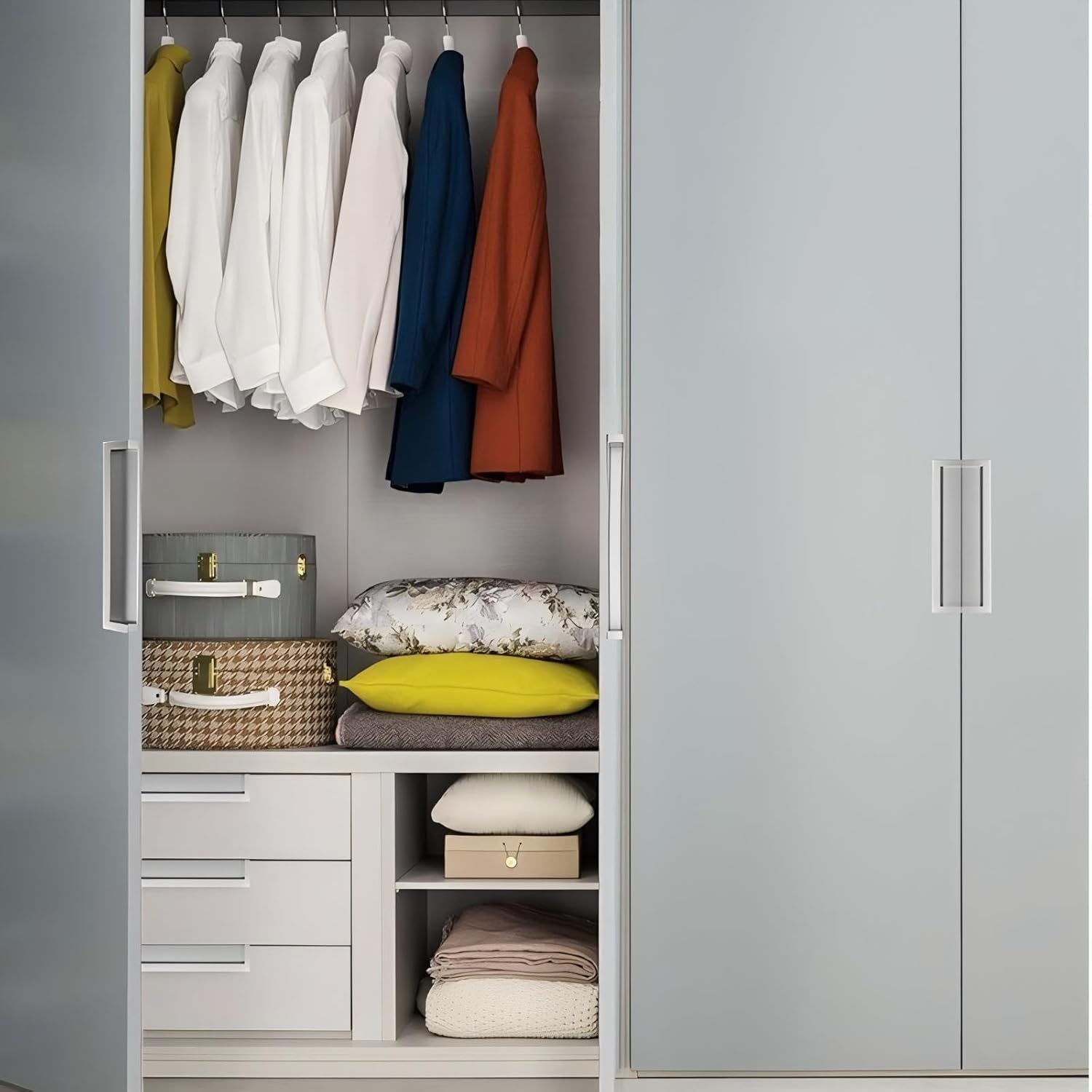 Recessed Handles, Inset Hidden Pull, Flush Handles Zinc Alloy, for Cabinet, Sliding Door, Drawer (2, Silver, 11.8in)