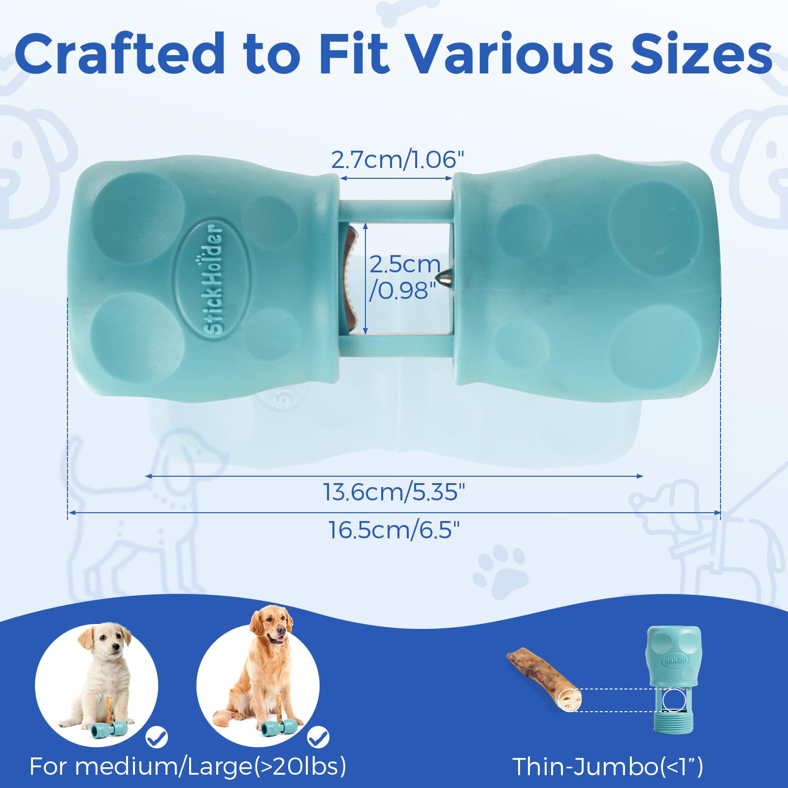 Bully Stick Holder for Dog, supporto migliorato per masticare, giocattolo per osso, sicuro e resistente, dispositivo di sicurezza per prevenire il soffocamento, adatto a varie dimensioni di