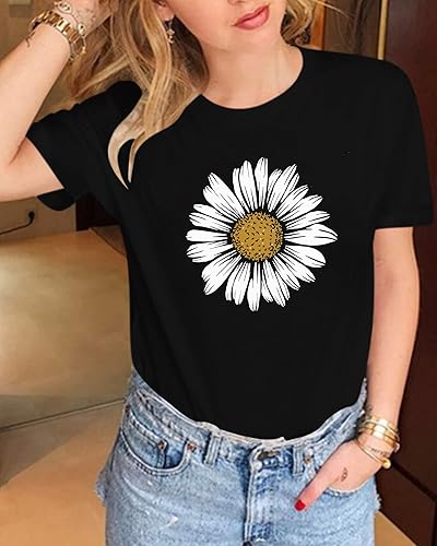 Miniatura 2 de HERLOLLYCHIPS Camiseta casual de manga corta con cuello redondo y estampado de corazón para mujer, ajuste regular