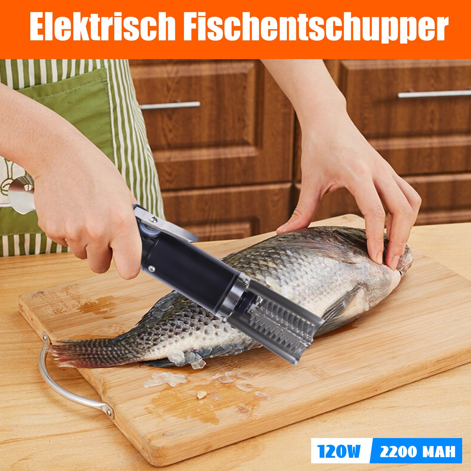 Elektrischer Fischschupper: 2200mAh Wiederladebar, Hochleistungs-Auto-Schalter, Wasserdicht - Edelstahlschaber für Fisch
