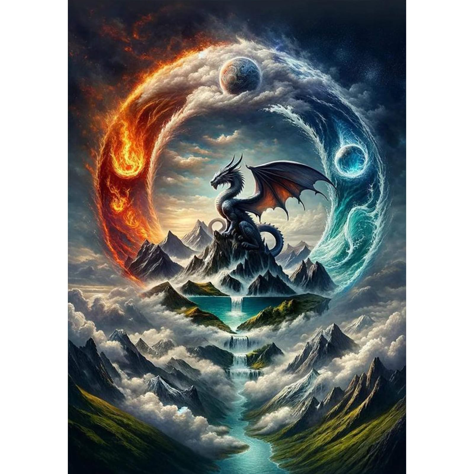 Diamond Painting Goldener Drache 30x60cm - 5D DIY Diamant Malerei