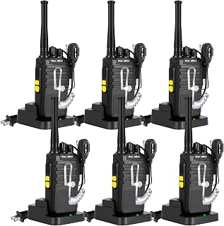 Radios Walkie Talkies Long Range: MaxTalker MT4D Rechargeable Walkie Talkies for Adults with Upgraded Earpiece, Type-C Charging Two Way Radio for Camping School Restaurant,6 Pack