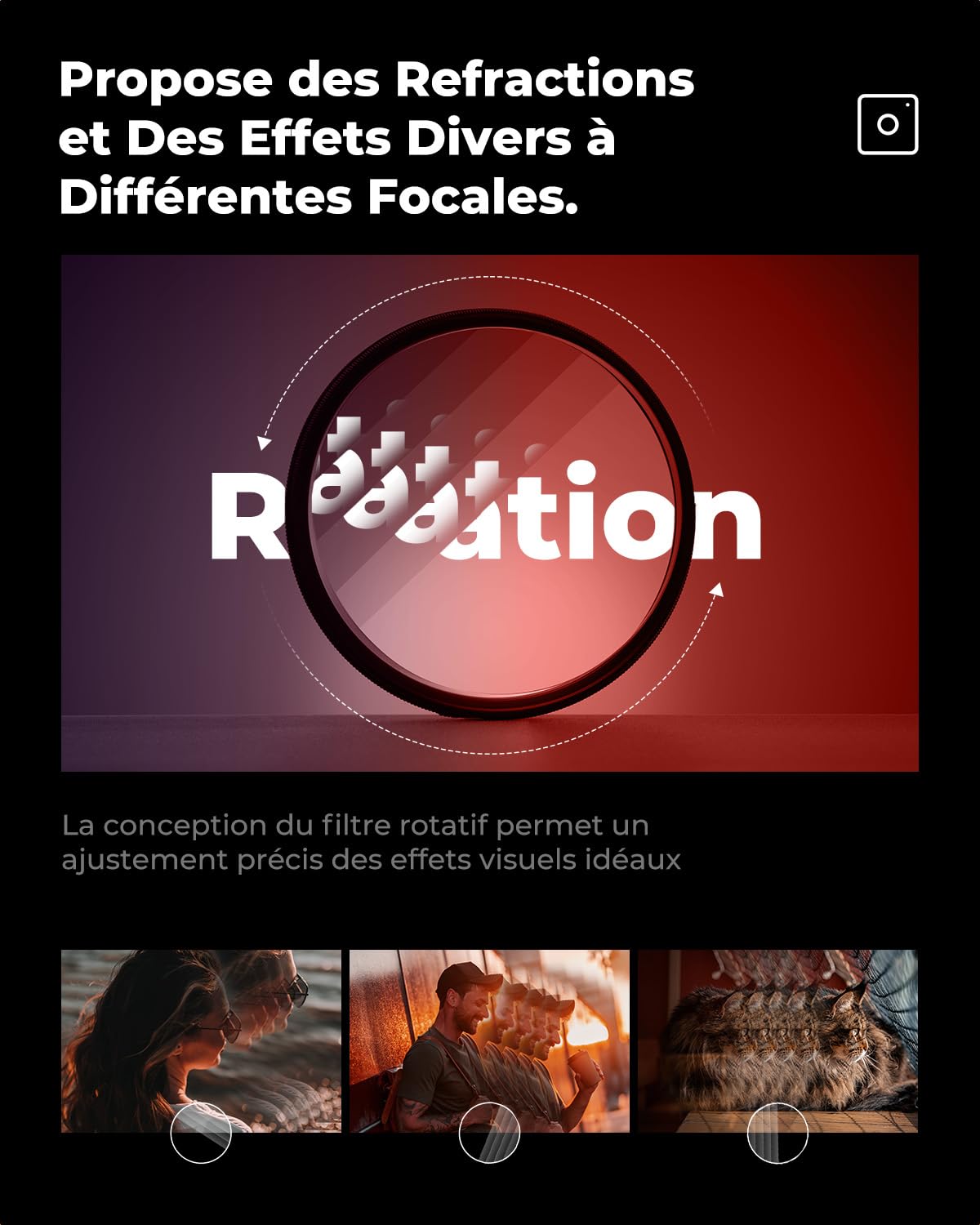K&F CONCEPT 82mm Filtre Effet Spécial-Prismatique Linéaire 5 Prismes pour Objectif Appareil Photo