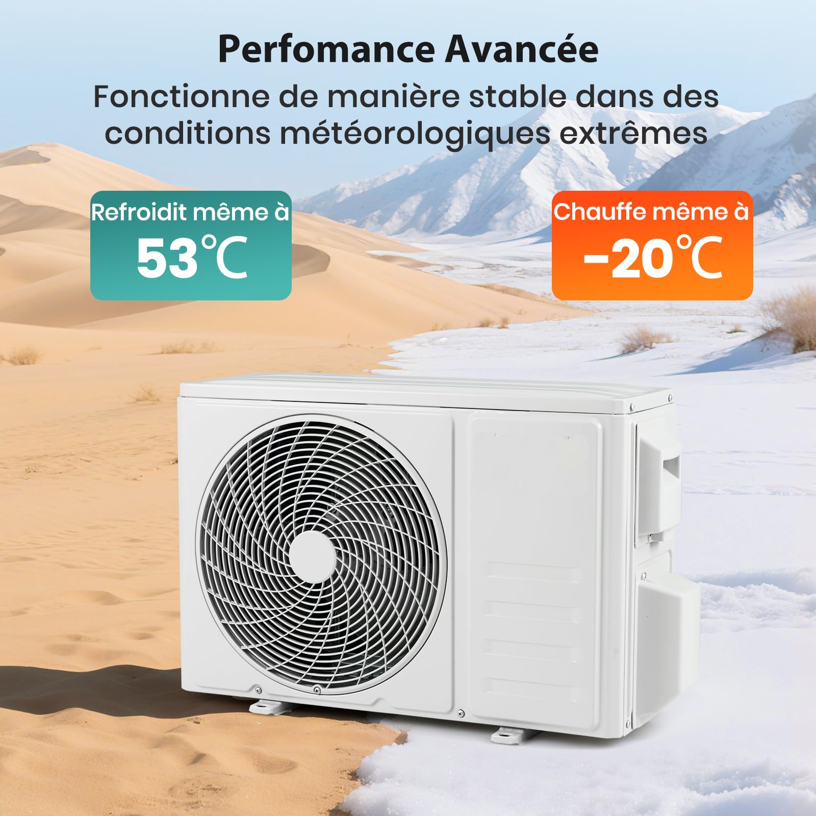 GOPLUS Climatiseur Reversible 12000 BTU 3,4 KW avec Fonction Chauffage et Refroidissement, Classe A++/A+ R32, Climatiseur Split Mural Silencieux 7 Mode, 8 Vitesse avec Pompe à Chaleur, Écran LED