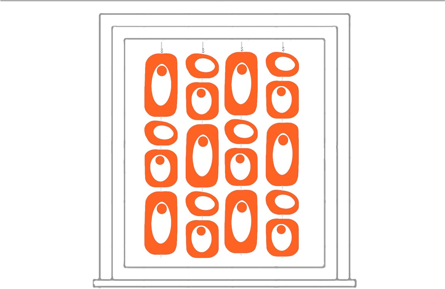 Atomic Mobiles Vibrant Orange Beatnik Party Room Divider DIY Kit - Mid Century Modern Contemporary Room Partition - Home & Office Decor - Many Sizes! (Window - 30”w x 34”h)