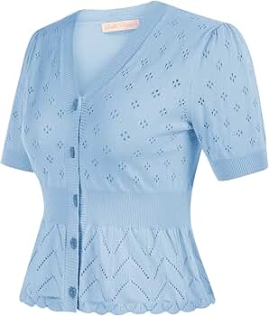 Belle Poque Damen Bolero - Vintage Cardigan Mit V-Ausschnitt Und Rüschen