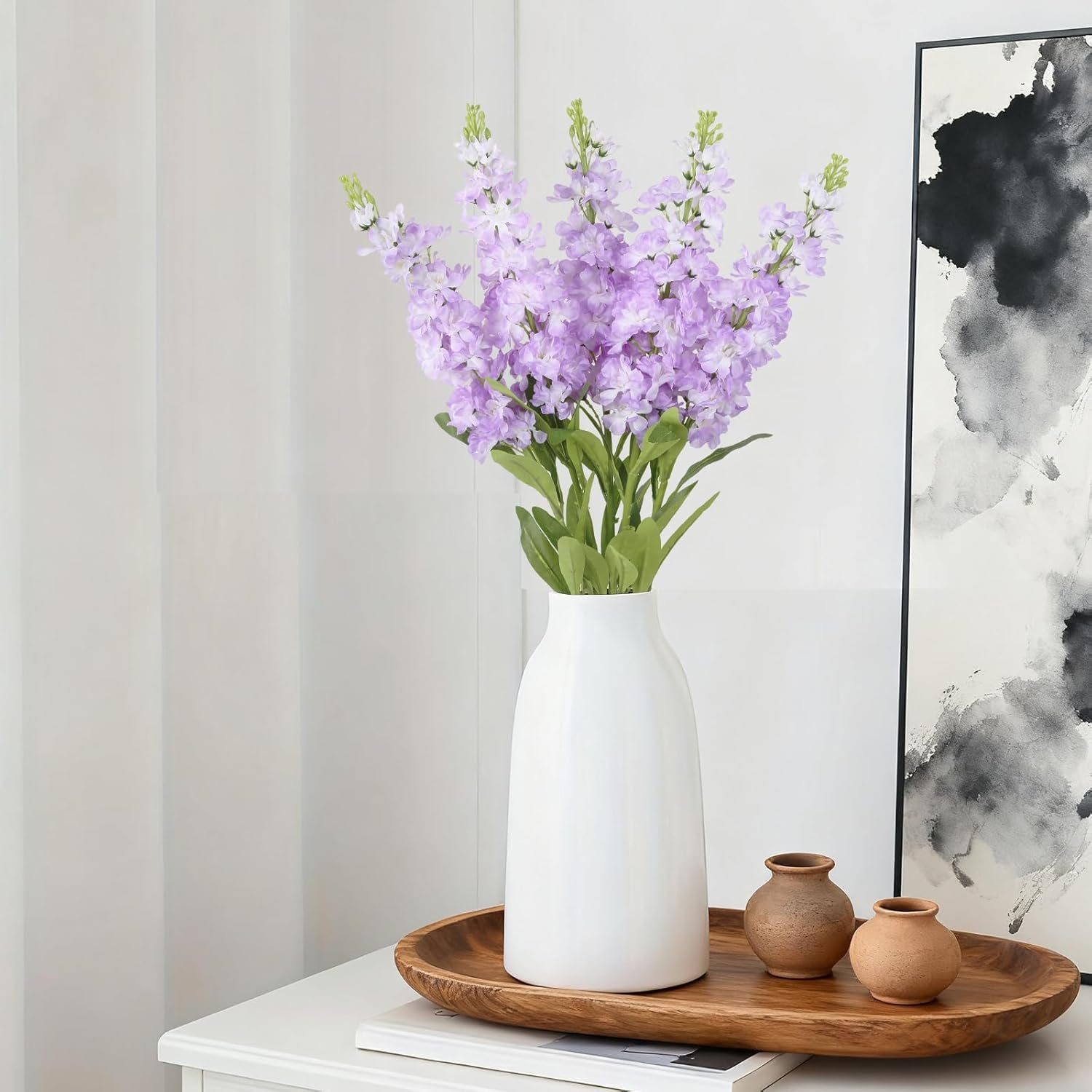 Light Purple Delphinium Artificial Flowers 5PCS Silk Flowers with Stems Snapdragon Long Stem for Tall Vase Home Wedding Centerpieces Decor (Light Purple)