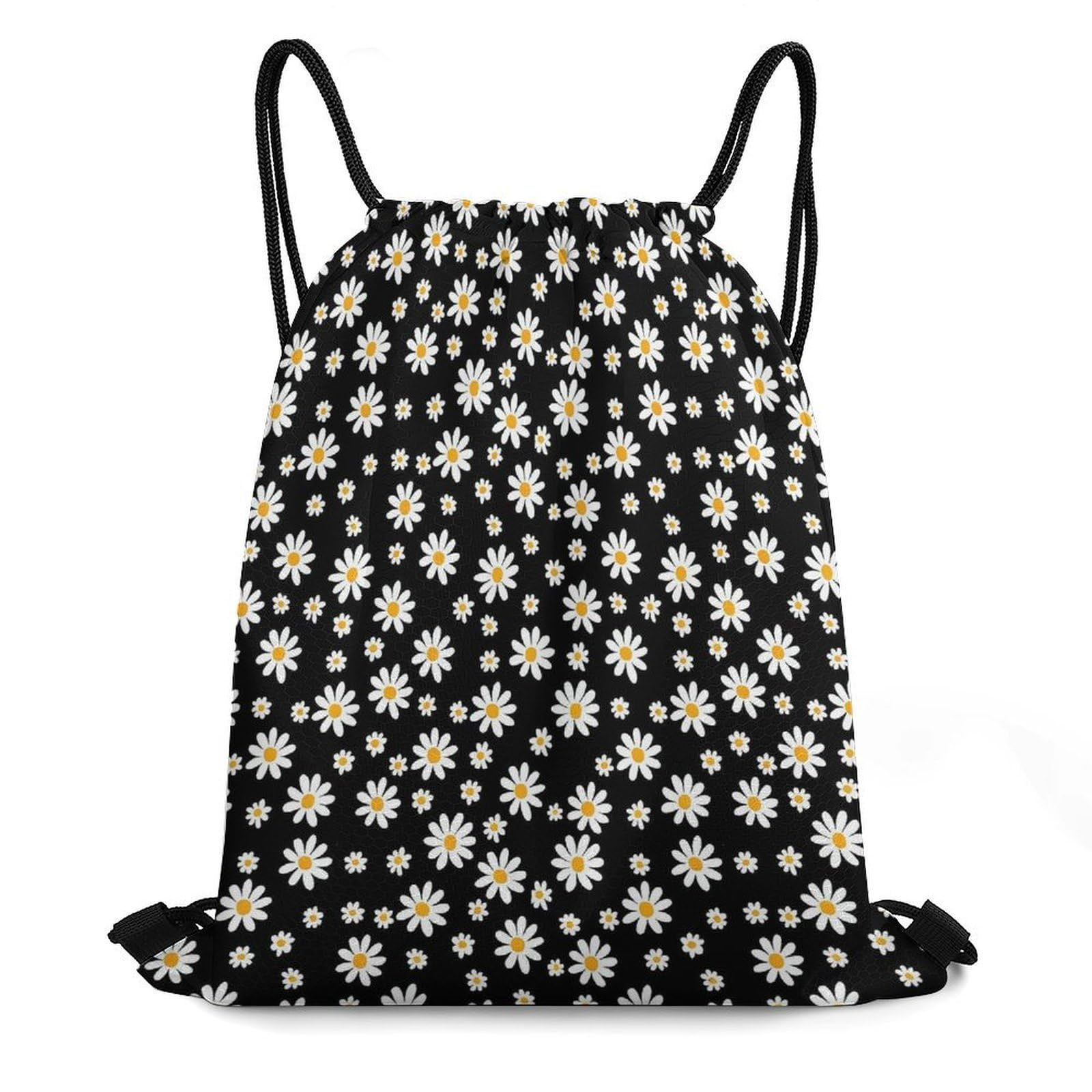 CASOWAT Beautiful Daisy Drawstring Backpack, Lightweight Daypack for Men Women Fit Travel, Sports, Gym, Travel And Beach 16x14 IN