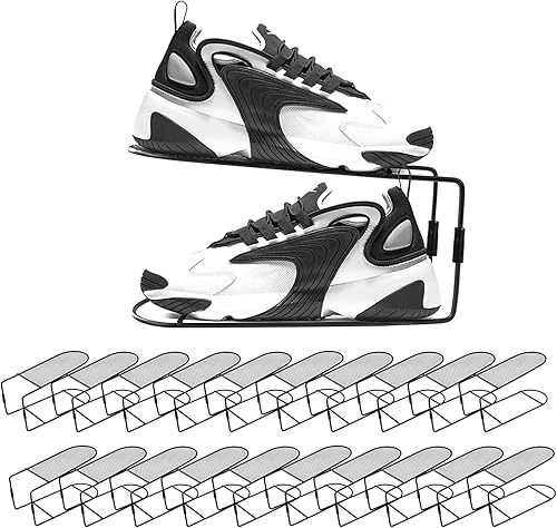 Miniatura 1 de CiBiZi Organizador de ranuras para zapatos, paquete de 20 apiladores de zapatos de metal para un par de zapatos, soporte para zapatos de doble capa,
