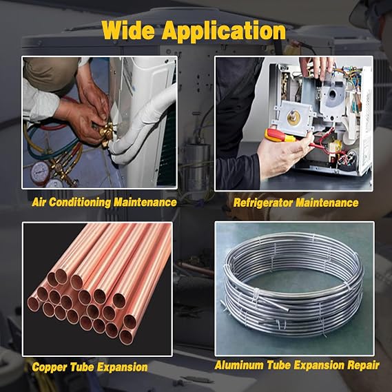 HVAC Repair Tool - HVAC Swaging Tube Expander 5 in 1 Air Conditioner Copper Pipe Expander Swage Drill Set Copper Tubing Tool with Hex Shank 1/4, 3/8, 1/2, 5/8, 3/4 Bits