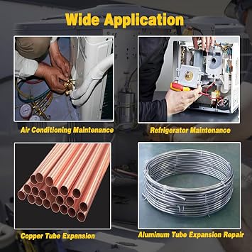 HVAC Repair Tool - HVAC Swaging Tube Expander 5 in 1 Air Conditioner Copper Pipe Expander Swage Drill Set Copper Tubing Tool with Hex Shank 1/4, 3/8, 1/2, 5/8, 3/4 Bits