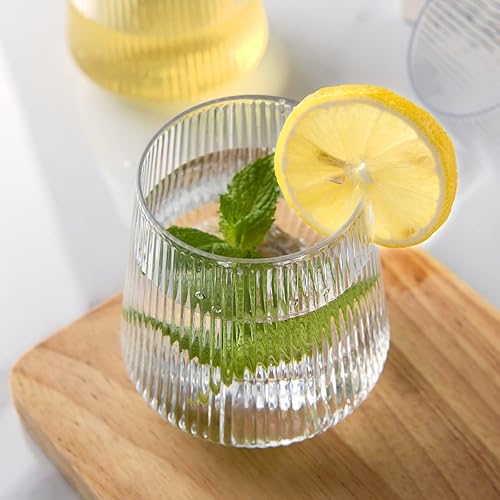 Miniatura 7 de Hotder Juego de 4 copas de vino sin tallo, Tritan irrompibles, diseño vertical, aptas para lavavajillas, copas de vino tinto para el hogar, fiestas