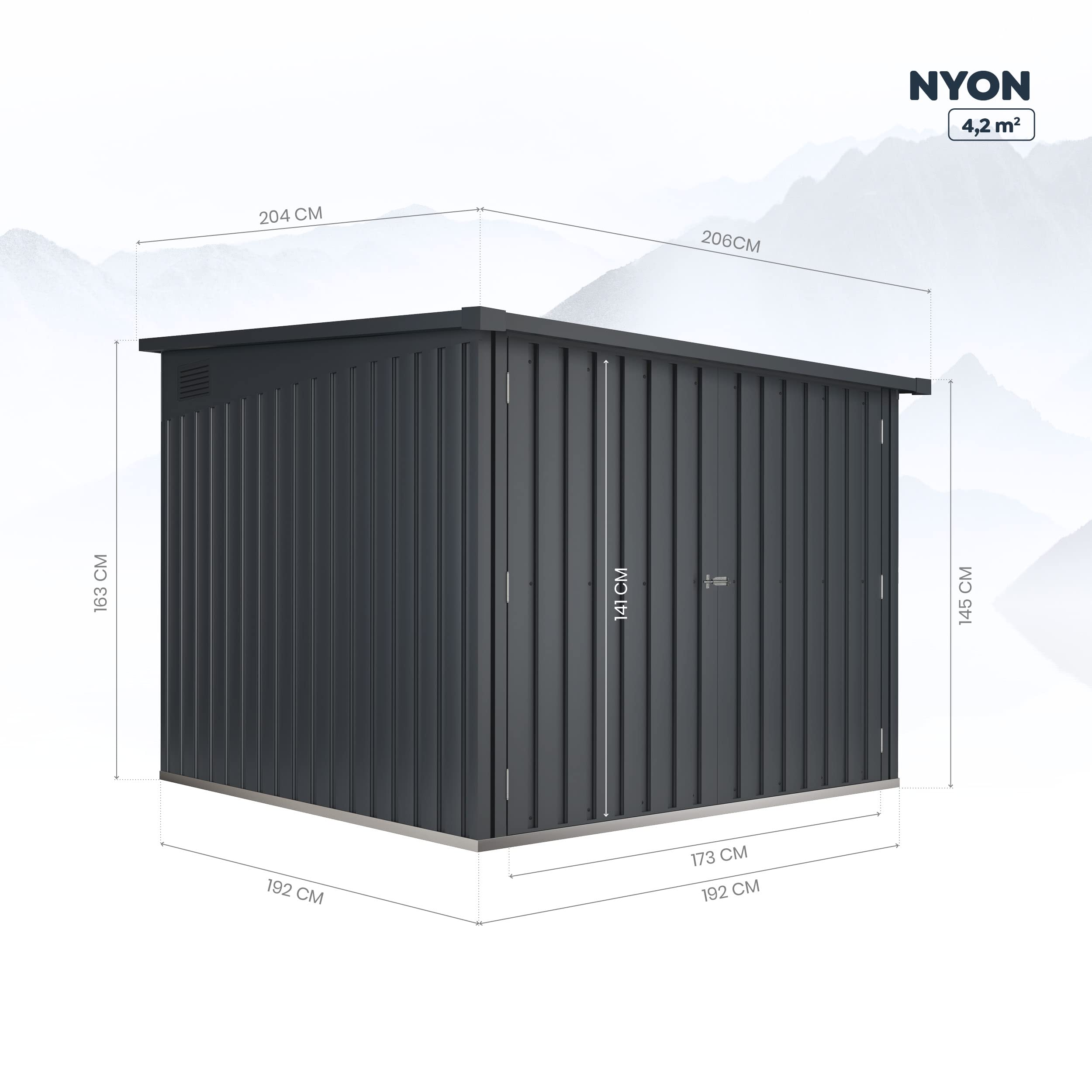 Armoire 4 vélos Nyon 204x206x163cm Placard Jardin 4,2 m2