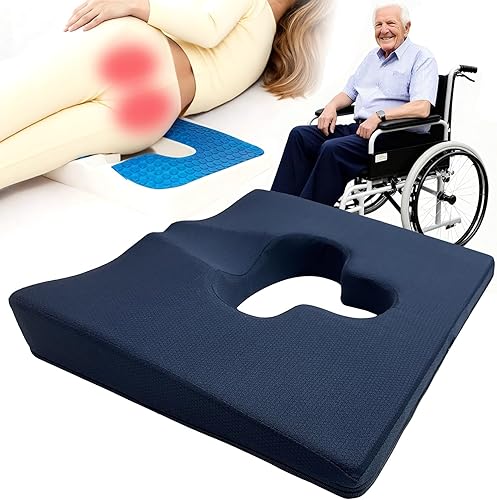 Miniatura 9 de Cojín de asiento de silla de ruedas de espuma viscoelástica de gel, cojines para úlceras, dolor de presión y úlceras, alivia el dolor de ciática y