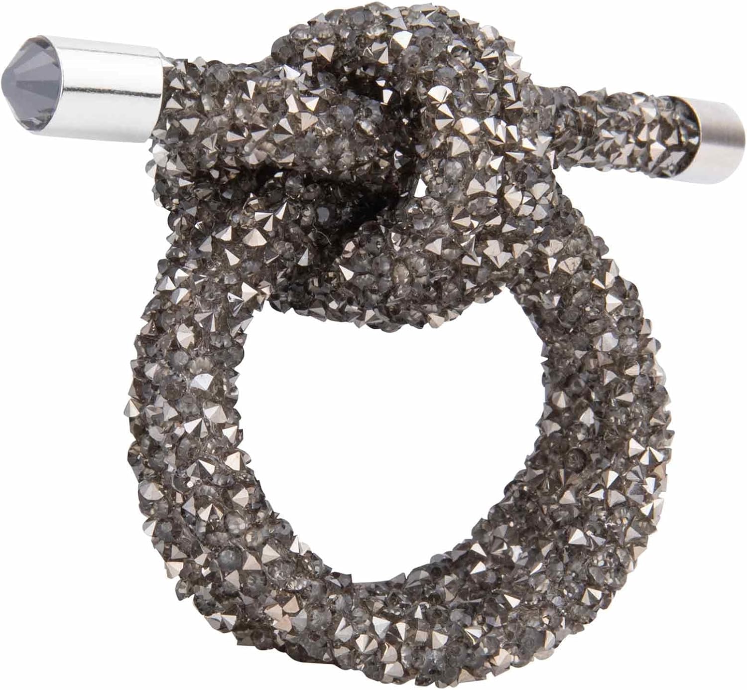 Luminous Knot Napkin Rings, Sparkling Rhinestones on Flexible Wire, Silver, 2" Diameter, Set of 4