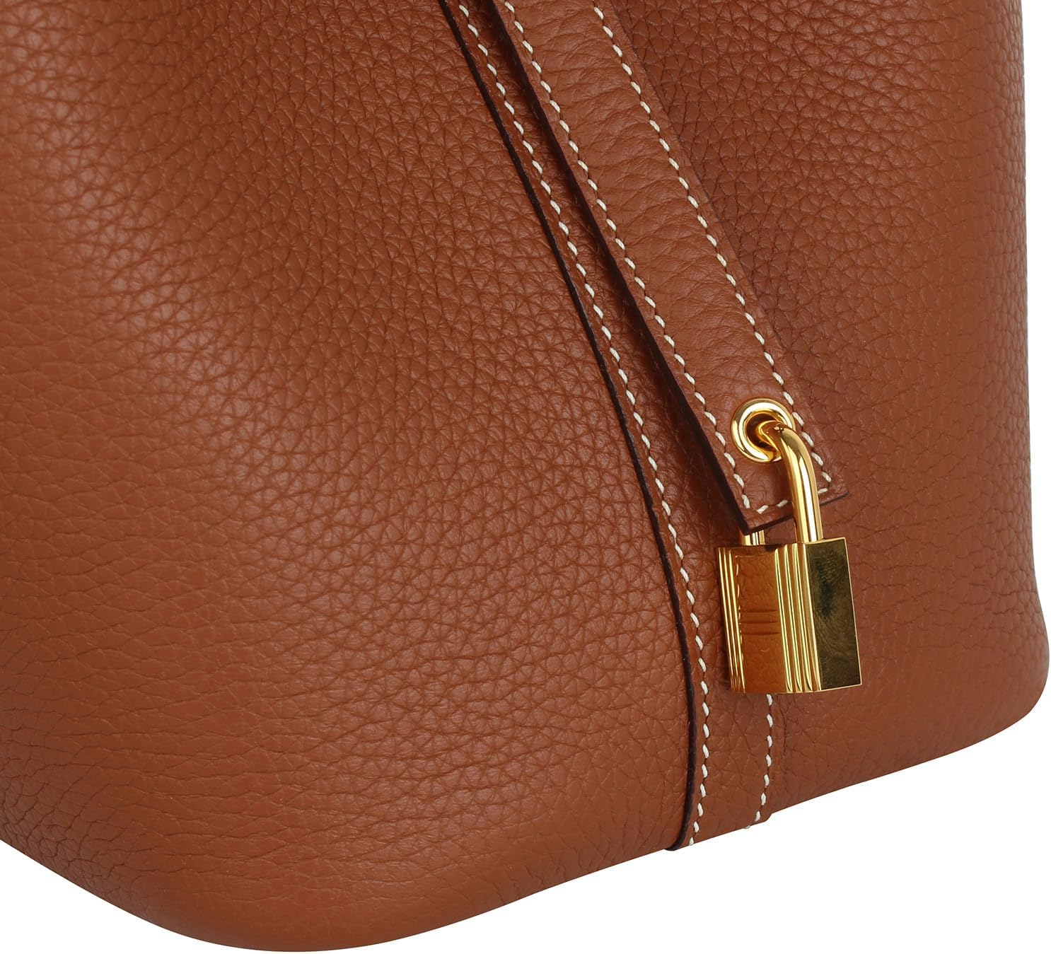 Genuine Leather Bucket Bag for Women Handheld tote bag with metal clasp, bohemian-style market tote bag - Image 6