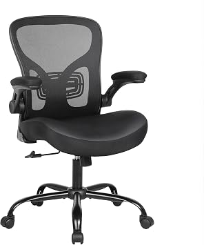 Business | Set of 1 Office Chair, Ergonomic Desk Chair with PU Leather Seat, Adjustable Swivel Task Chair with Lumbar Support, Flip-up Armrests for Corporate Office Conference Room 1, Black