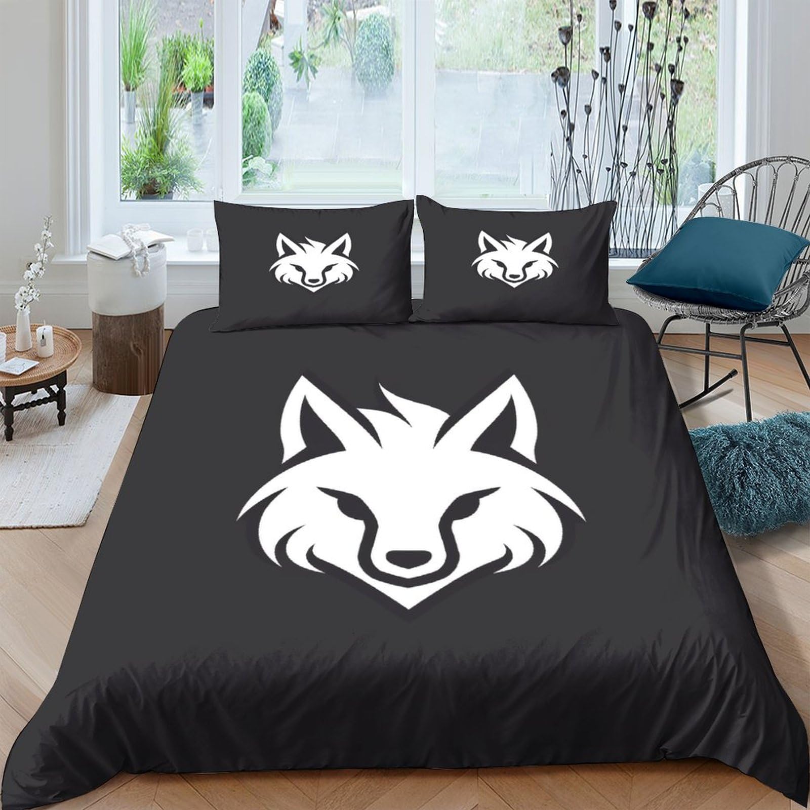 Housse de couette loup facile d'entretien sans repassage pour ado