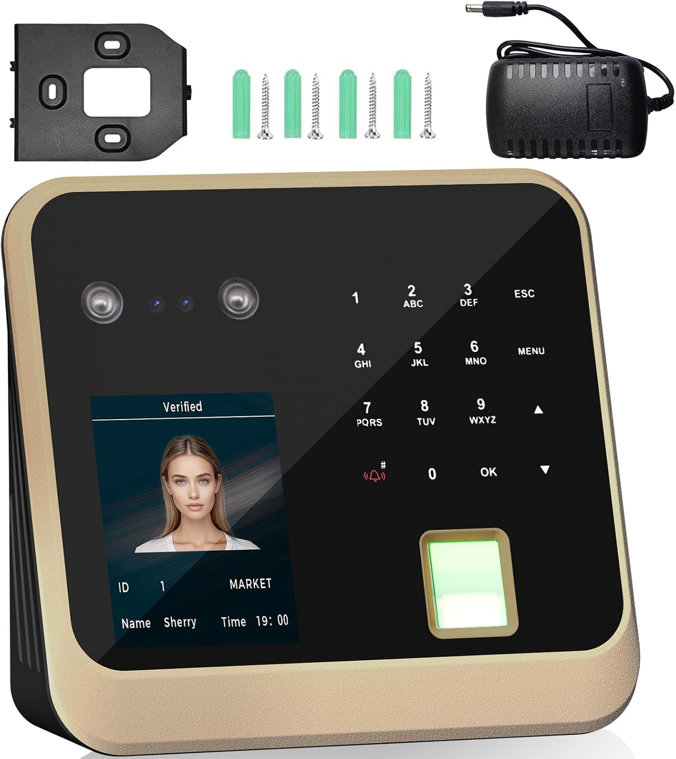 Time Clocks for Employees Small Business, Face + PIN, Clock in and Out Machine for Employees, No Monthly Fee No Software Required, Black