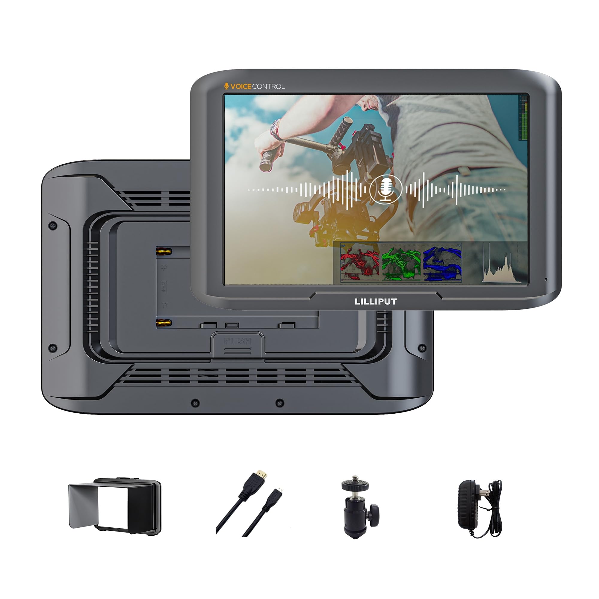 LILLIPUT V7 7 pollici 4K HDMI Field Monitor con controllo vocale - Monitor per fotocamera DSLR / Videocamera, adatto per produzione di film e fotografia