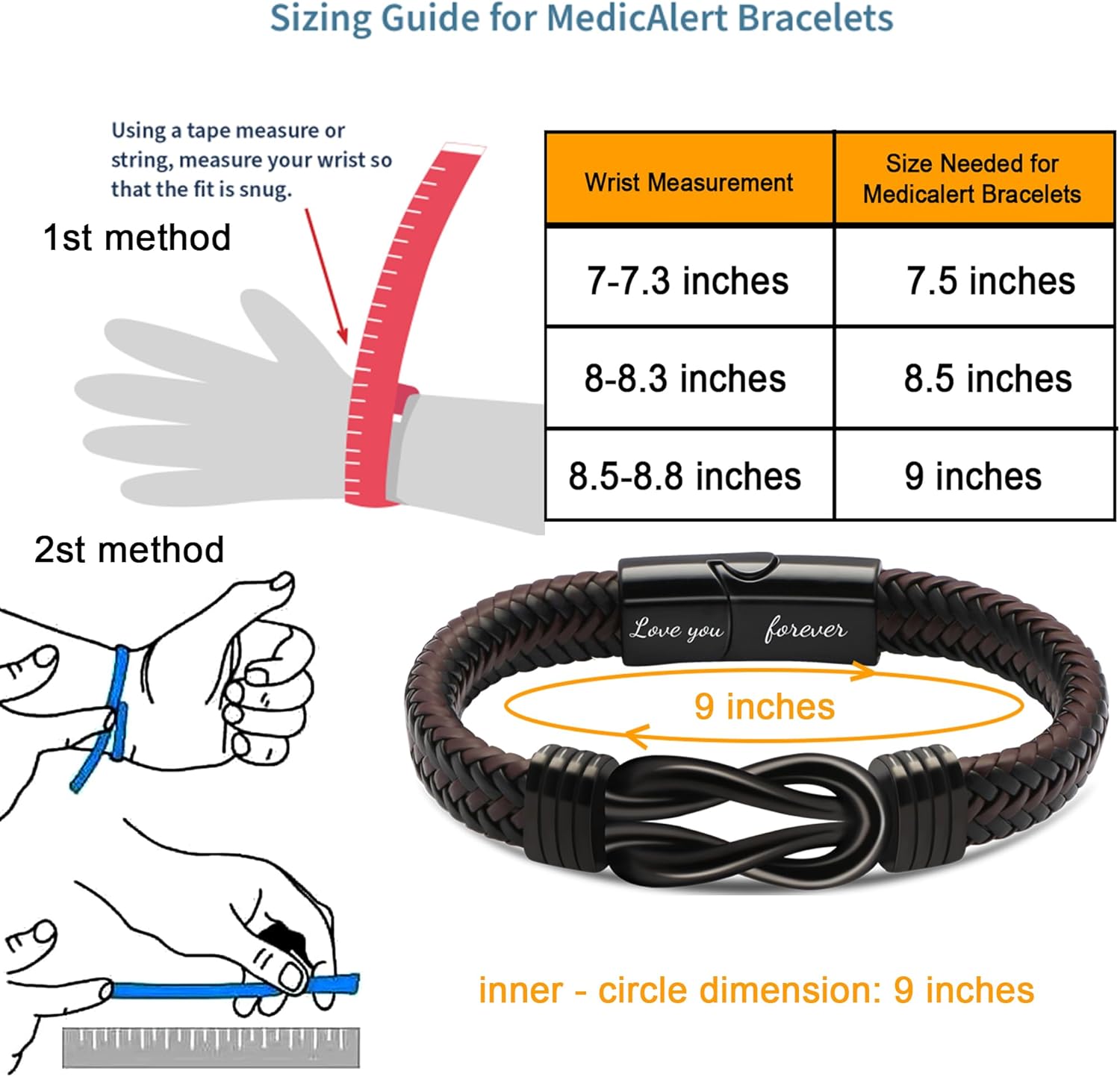 𝗞𝗻𝗼𝘁 𝗕𝗿𝗮𝗰𝗲𝗹𝗲𝘁 𝗚𝗶𝗳𝘁𝘀 𝗳𝗼𝗿 𝗠𝗲𝗻 Brown Braided Leather Stainless Steel Infinity Bracelets Lettering Love You Forever Gifts for Son Grandson Husband Boyfriend Brother Always Linked Together - Image 3