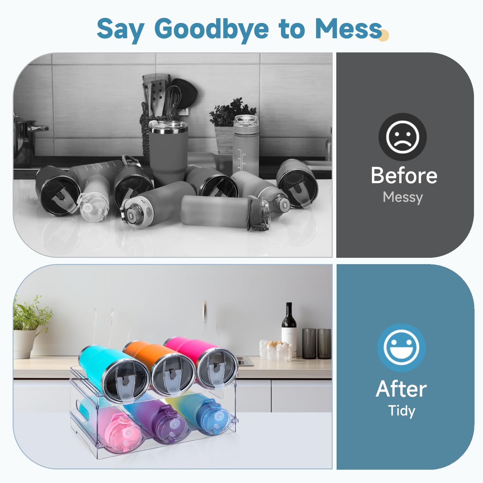 Snapklik.com : Large Compartment Water Bottle Organizer, Stackable ...