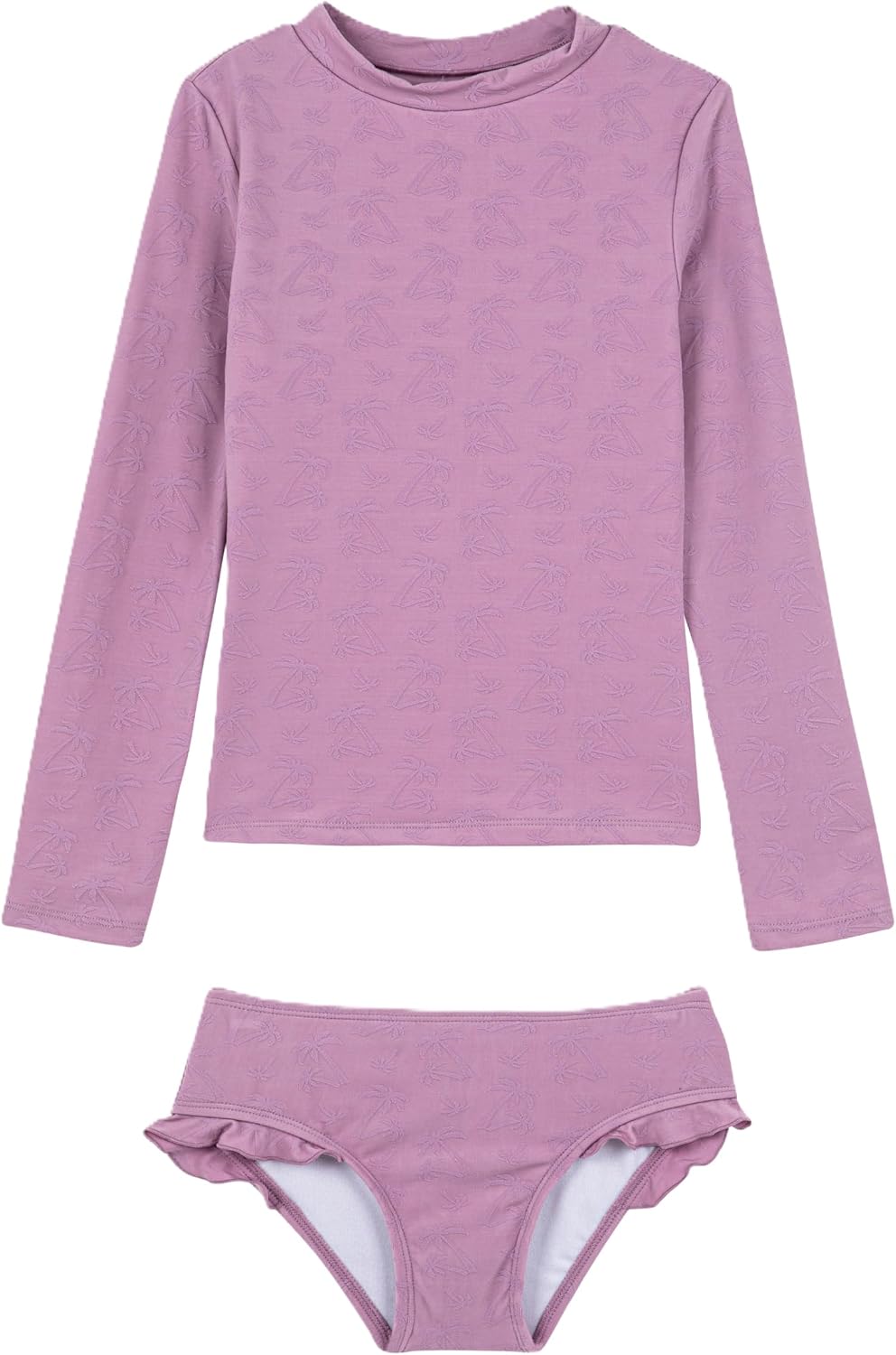 Gottex Kids Palm Party Textured Long Sleeve Rash Guard Set Chlorine Fade Resistant and Built-in UPF UV 50 + Protection