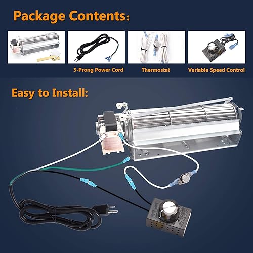 Miniatura 10 de Criditpid FBK-100, FBK-200, FBK-250, BLOT - Ventilador de repuesto para Lennox, Superior, Monessen, Majestic, Astria, Vermont Castings, Martin