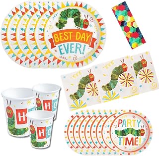 The Very Hungry Caterpillar Party Supplies / Set The Table For A Very Hungry Caterpillar Birthday / Coordinates Well With Hungry Caterpillar Decorations / Disposable Plates, Napkins, And Cups