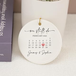 Personalized We Still Do Ornament 2025, Custom Ceramic Anniversary Ornament with Calendar and Names, Wedding Vow Renewal Keepsake, Romantic Couple Gift, Marriage Milestone Christmas Decoration