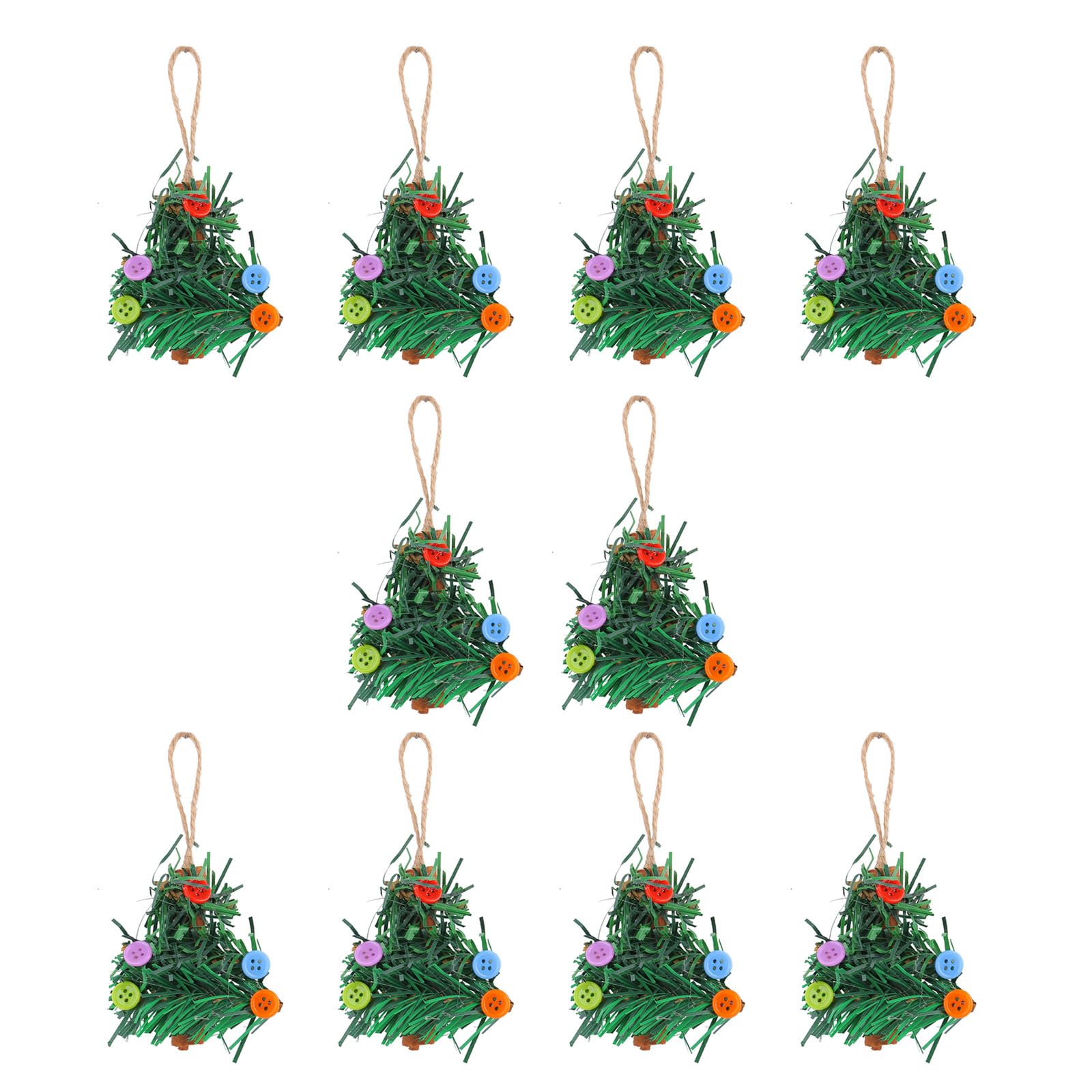 Tsophreniq 10Pcs Colorful Buttons Miniature Christmas Tree Hanging Ornaments Pendant Festival Holiday Party Home and Decors Festival Decorations