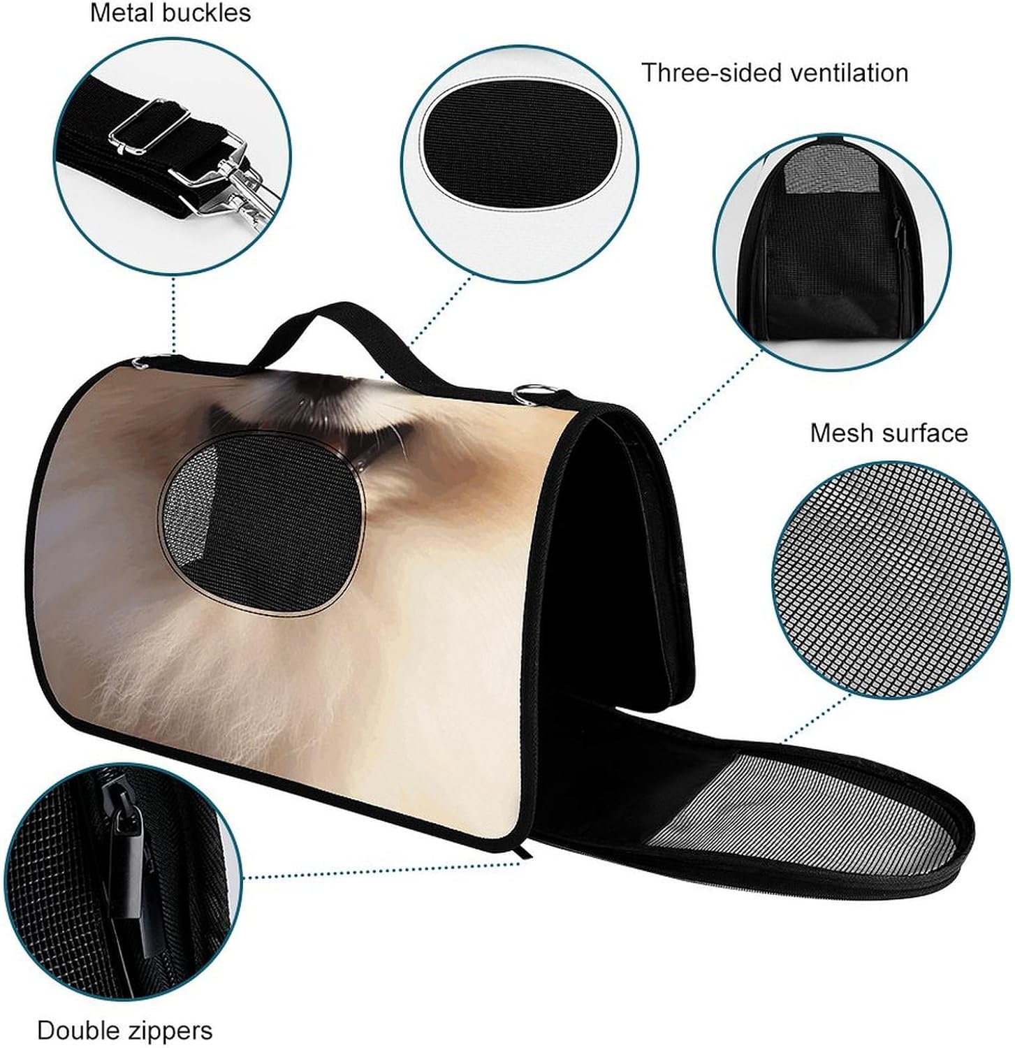 Pet Handbags, Happy Pomeranian Printed Pet Handbags,folding Pet Bags,new Pet Handbags,universal Pet Handbags, 45X26X23.5cm