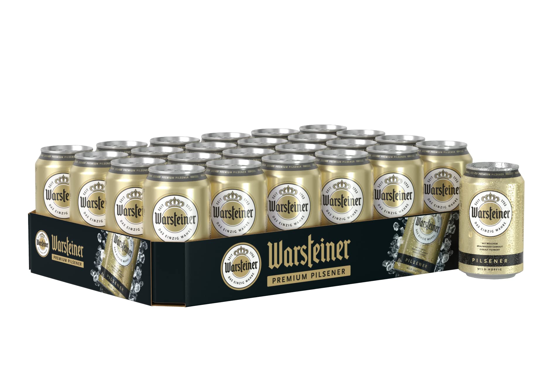 Warsteiner Premium Pilsener 24 x 0.33 L Bier Dose, Einweg, Dosenbier & 0.5 l Dosen Tray DPG EINWEG (24 x 0.5L)