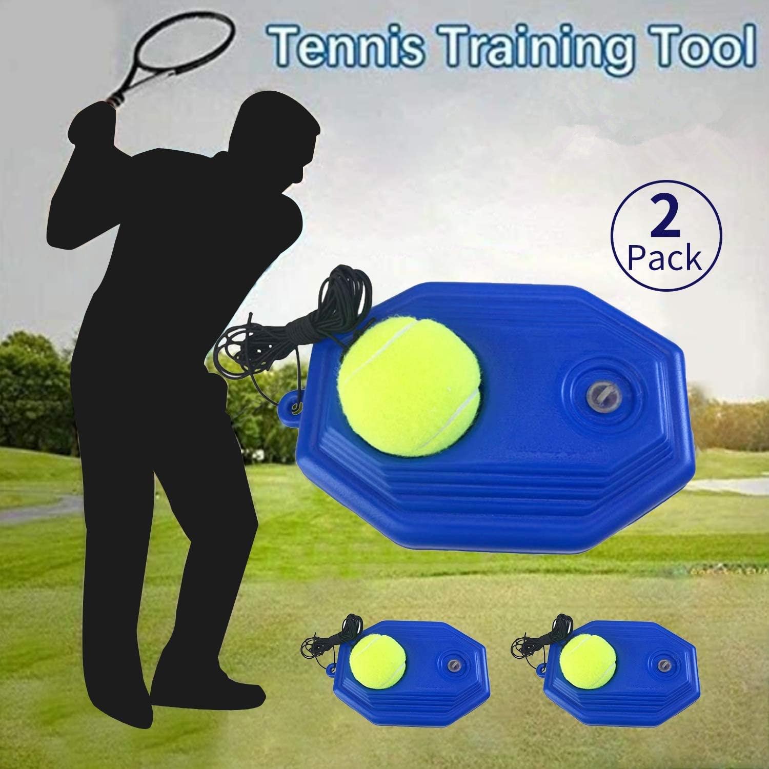 Shineart Tennis Trainer Rebound Balls - Tennis Equipment Tennis Ball Trainer Practice Training Tool Sport Exercise Single Tennis Racket Trainer for Beginner Kids : Sports & Outdoors