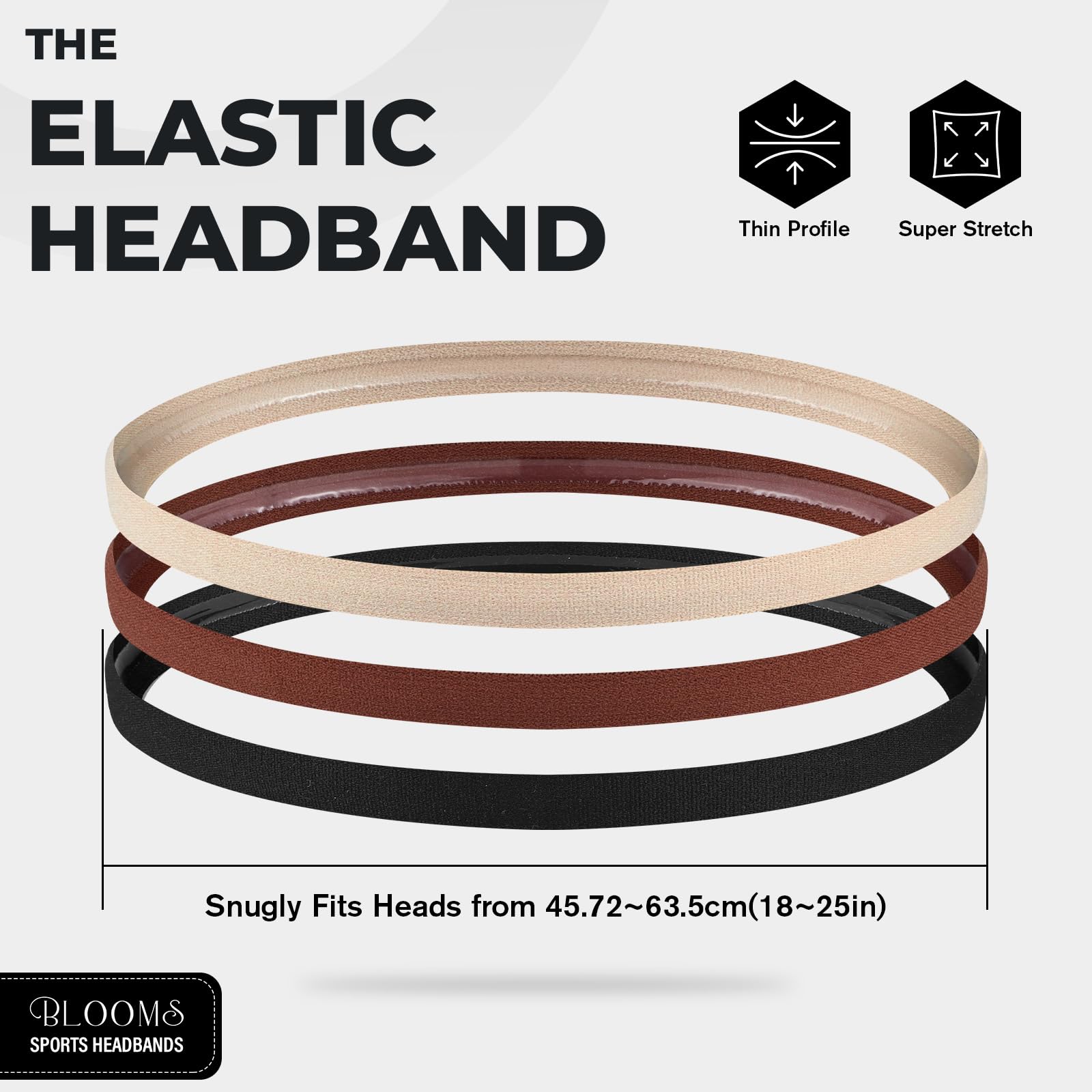 Blooms 6 Pezzi Fascia Capelli Sportiva - Fascetta Capelli Uomo Antiscivolo Sottile Fasce per Capelli Donna - Cerchietto Capelli Elastico Capelli Sport per Yoga, Calcio, Basket, Fare Jogging, Tennis